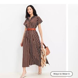 NWT Striped Poplin Maxi Pocket Shirtdress